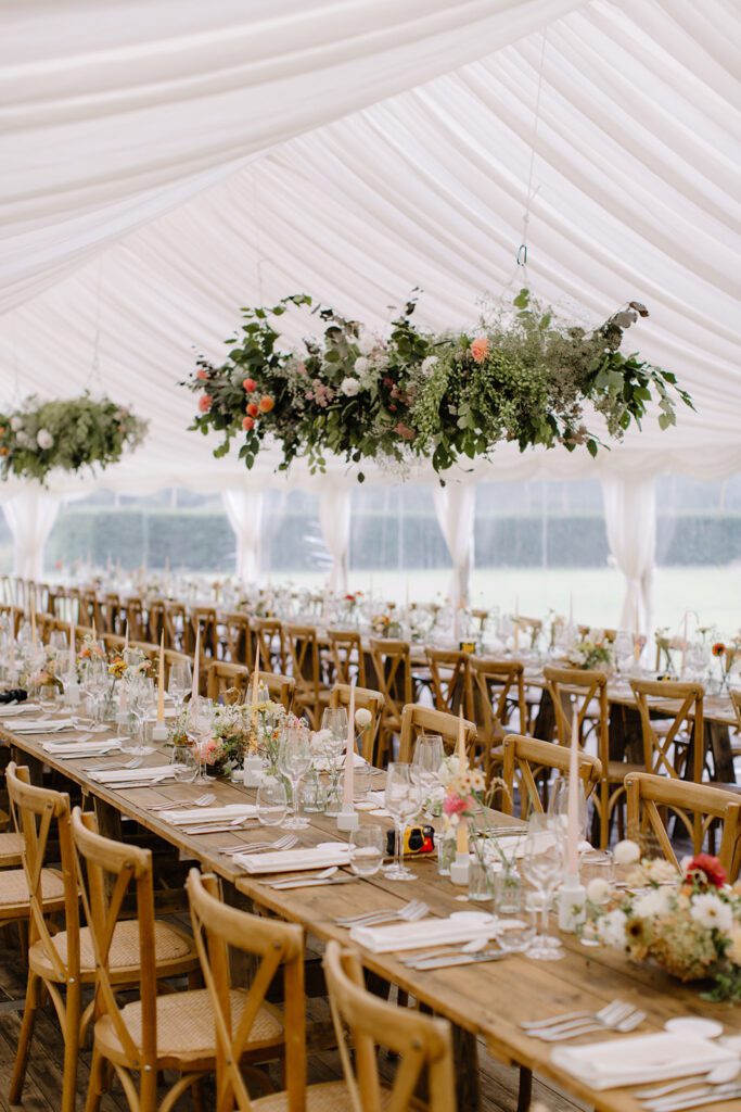 Marquee wedding breakfast at a luxury wedding venue near Devon