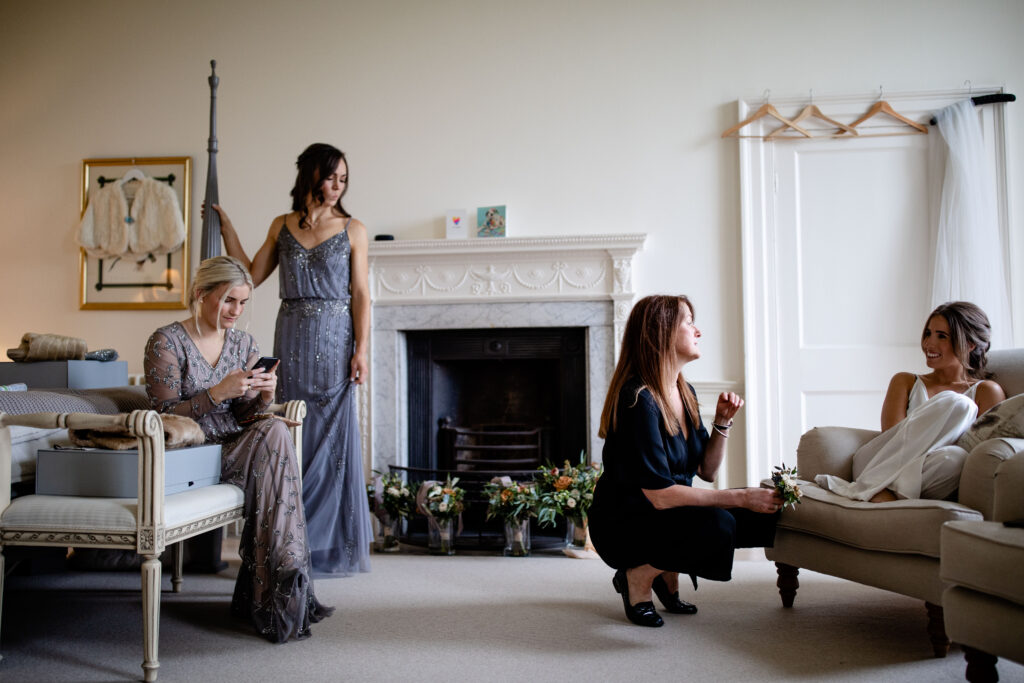 bride and bridesmaids before a wedding