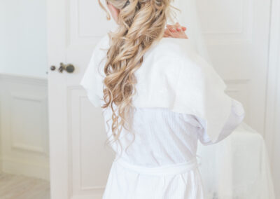 bridal hairstyle with flowers in the hair