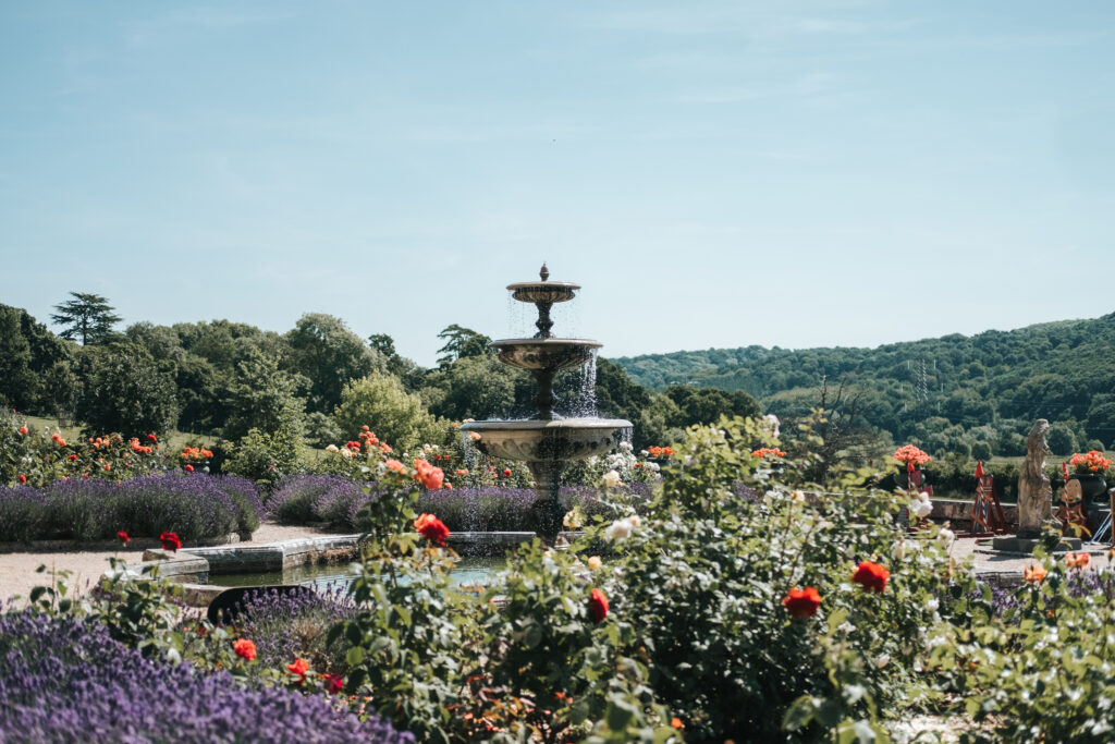Fountain in rose gardens.
