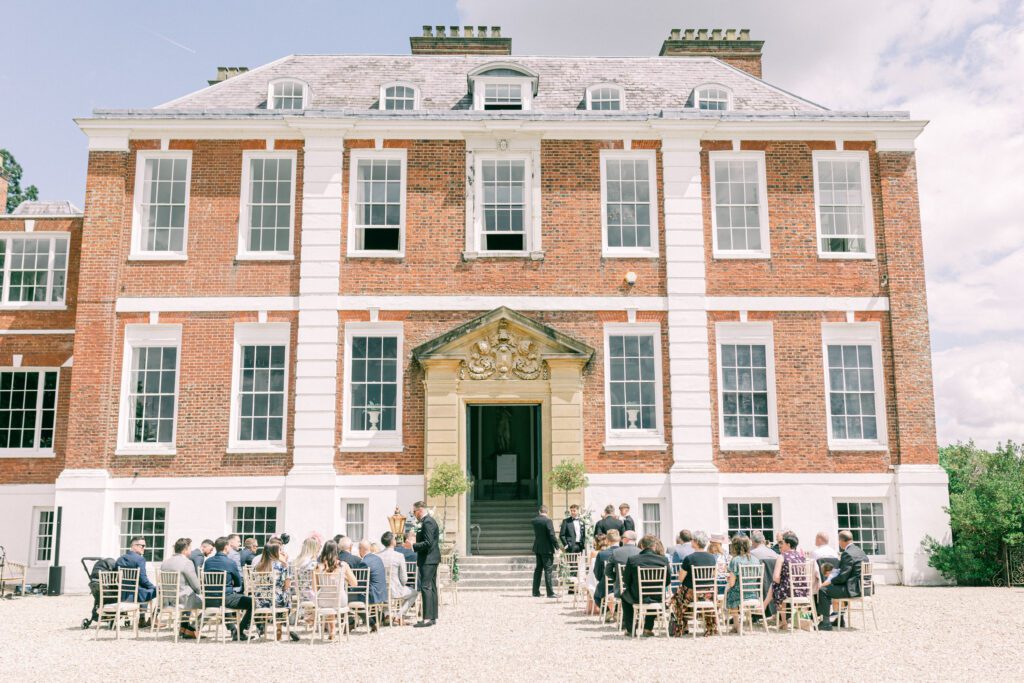 Outdoor wedding ceremony, at Devon wedding venue.