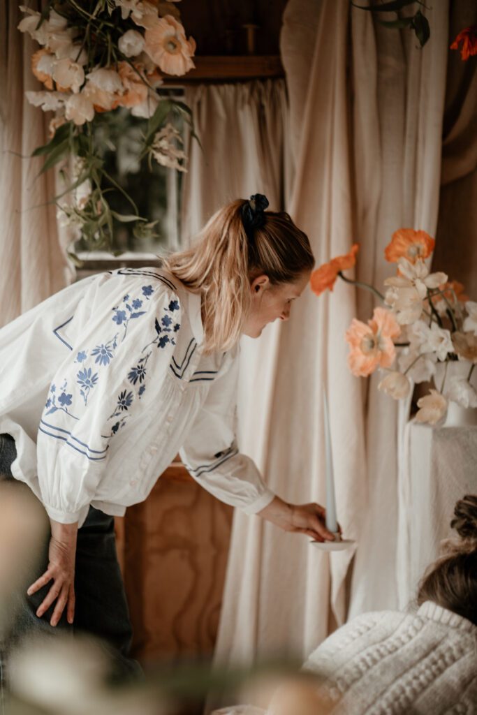 Roberta, the owner of The Good Florist, a seasonal south west wedding florist.