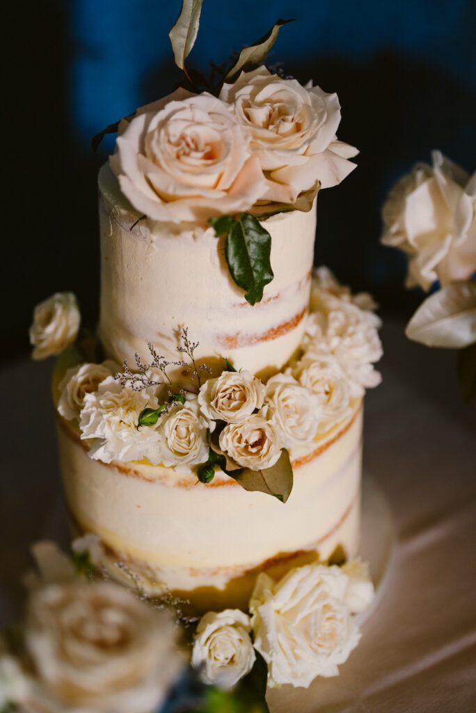 Wedding cake inspiration of a luxury wedding cake with white roses.