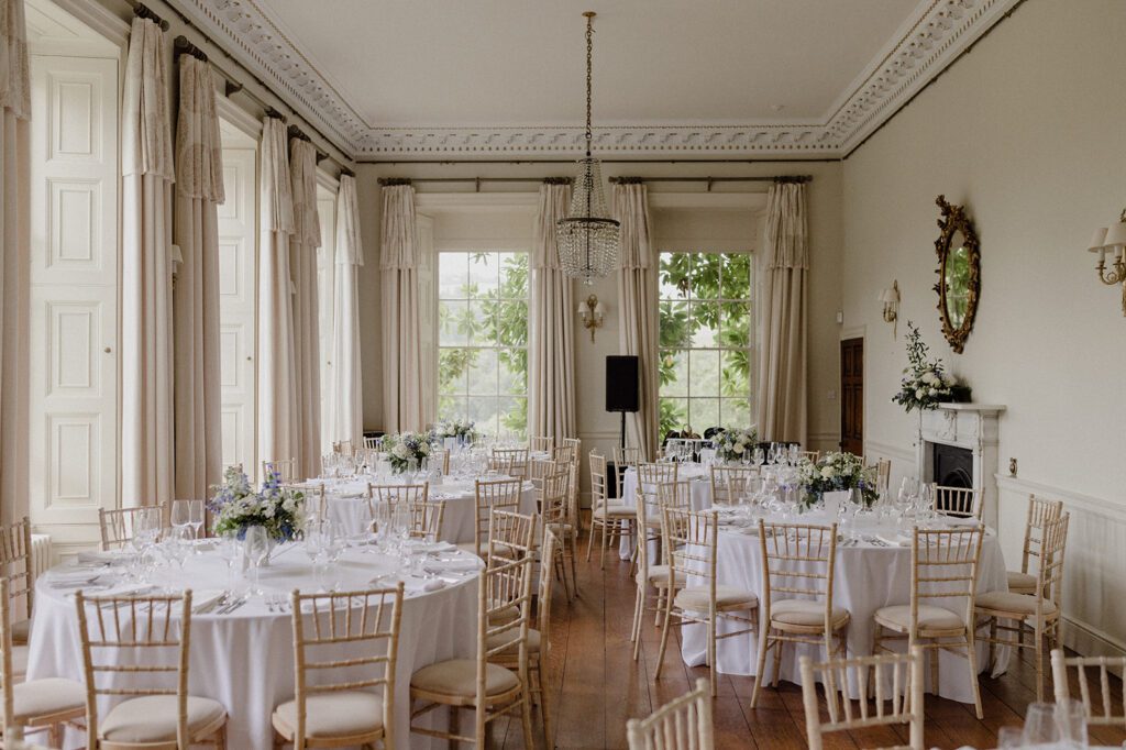 A luxury wedding reception at a wedding venue near London